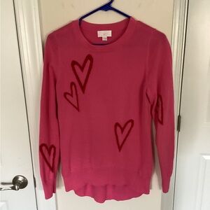 Belle by Kim Gravel Take Heart Chenille Trim Pink Sweater, XS